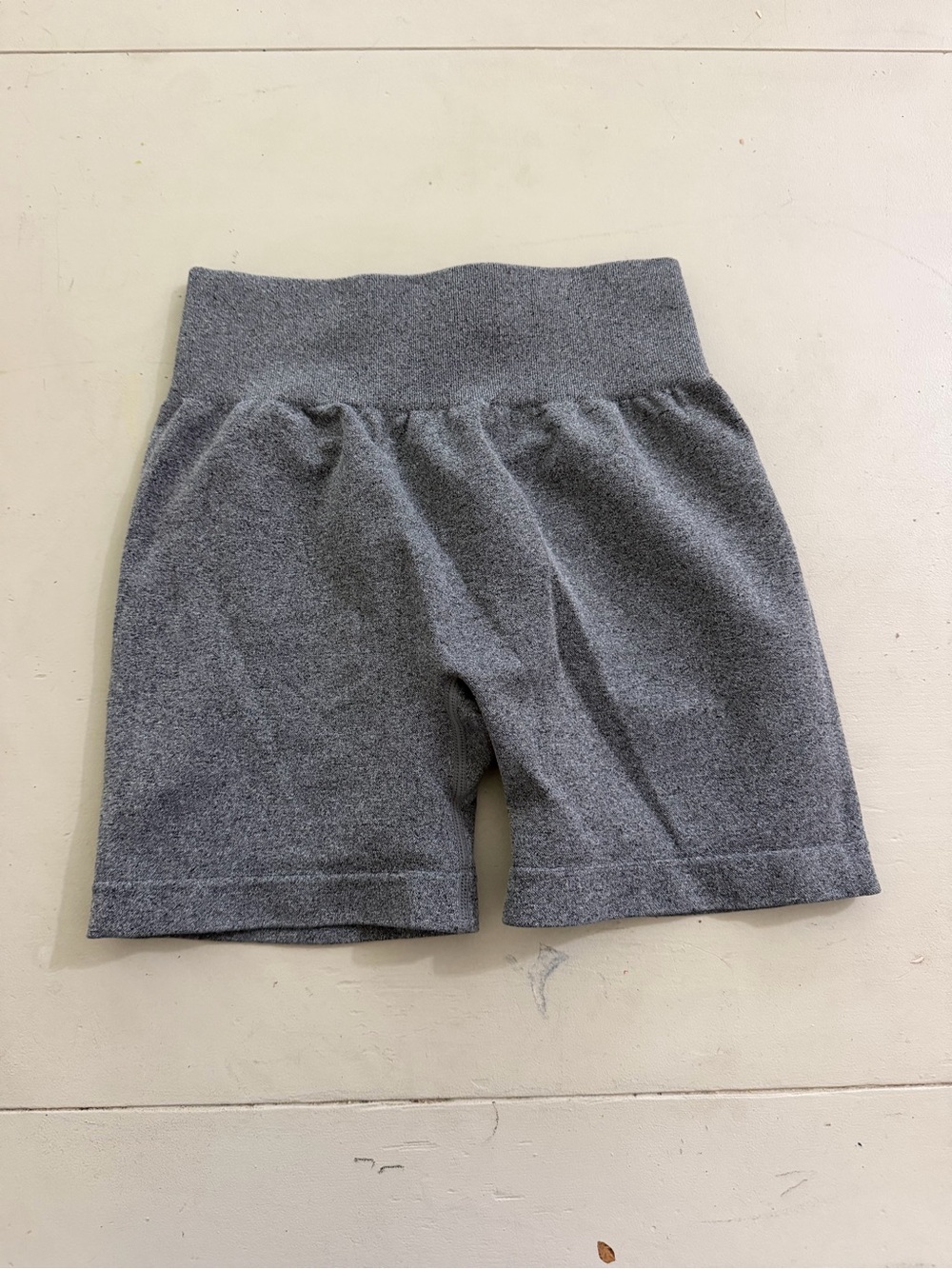 High-Rise Gray Bike Shorts with Wide Comfort Waistband